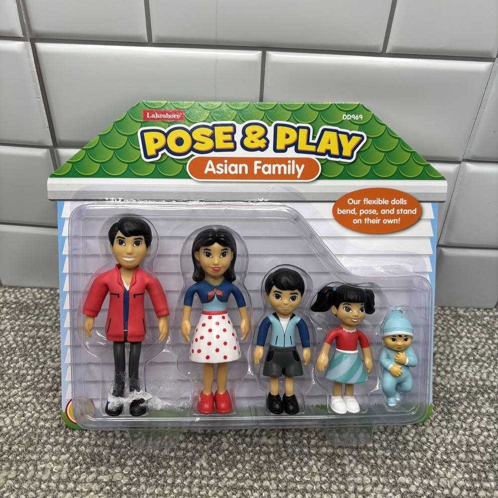 Lakeshore Pose Dollhouse People Dolls African American Hispanic Asian Families - Picture 4 of 7